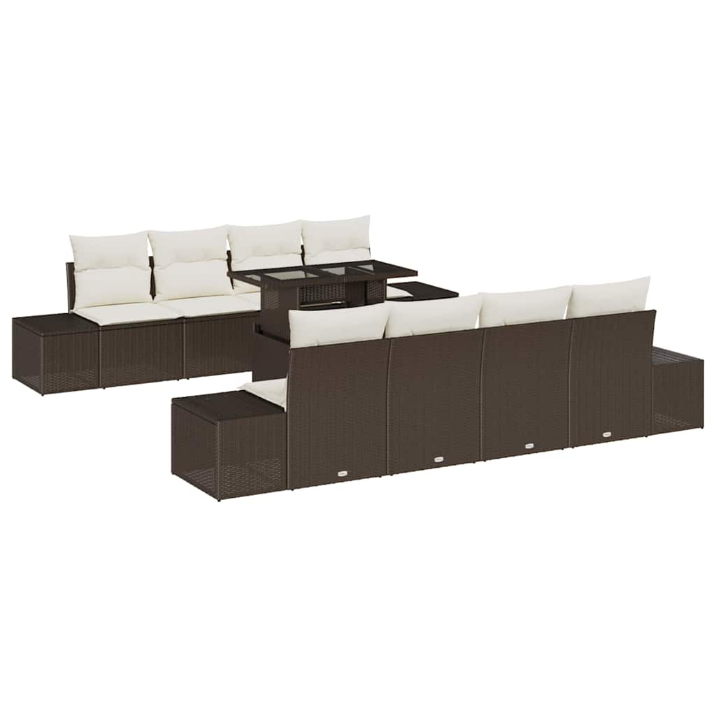 Garten-Sofa-Set 7 pcs Braun und Creme 100 x 55 x 73 cm